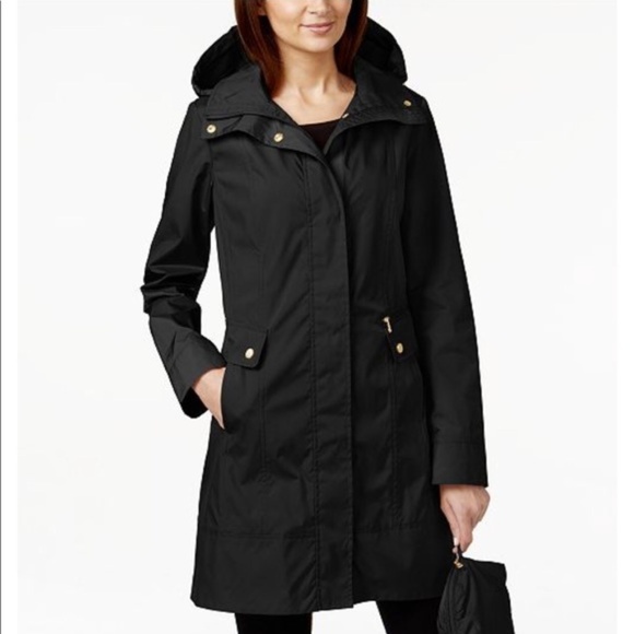 Cole Haan Jackets & Blazers - Cole Haan Black Hooded Rain Coat